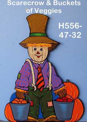 H556Scarecrow with Buckets of Veggies
